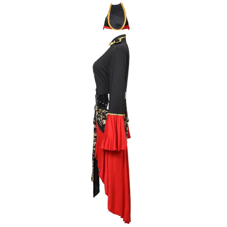 Capitano dei pirati con cappello e spada costume di Halloween | Midi
