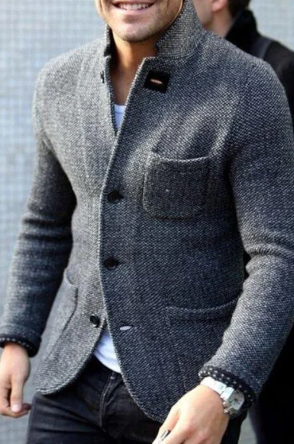 Giorgio | Cardigan retrò grigio uomo elegante