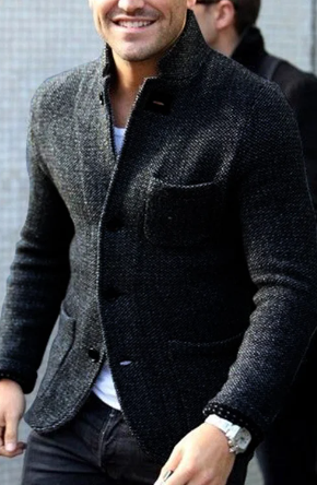 Giorgio | Cardigan retrò grigio uomo elegante