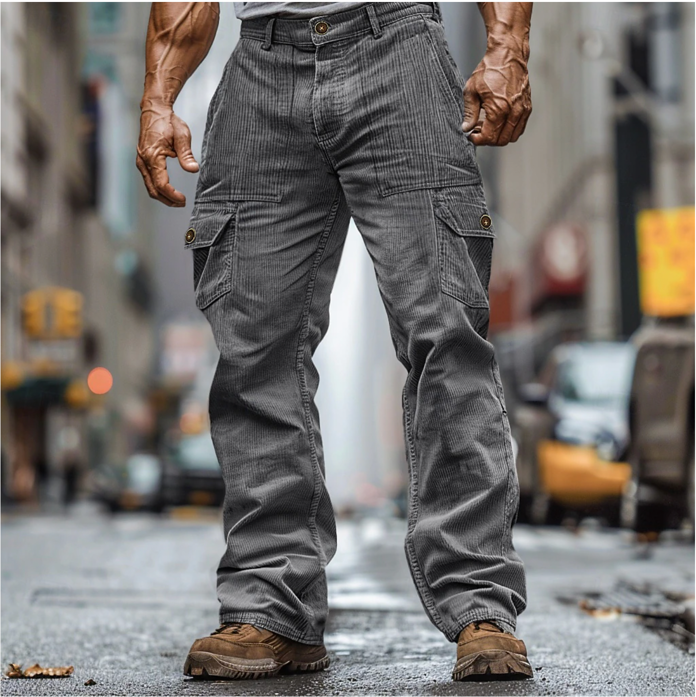 Pantaloni Cargo in Corduroy
