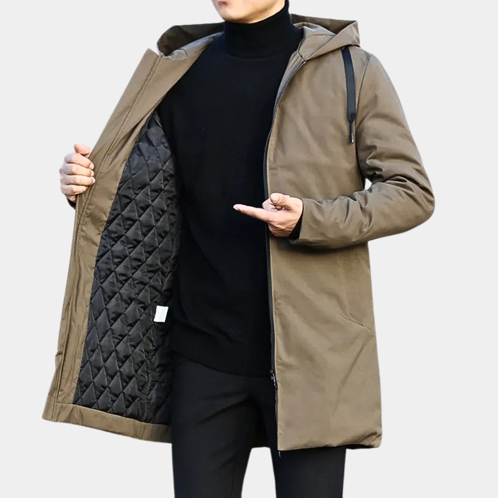Stefano | Giubbotto lungo impermeabile elegante uomo
