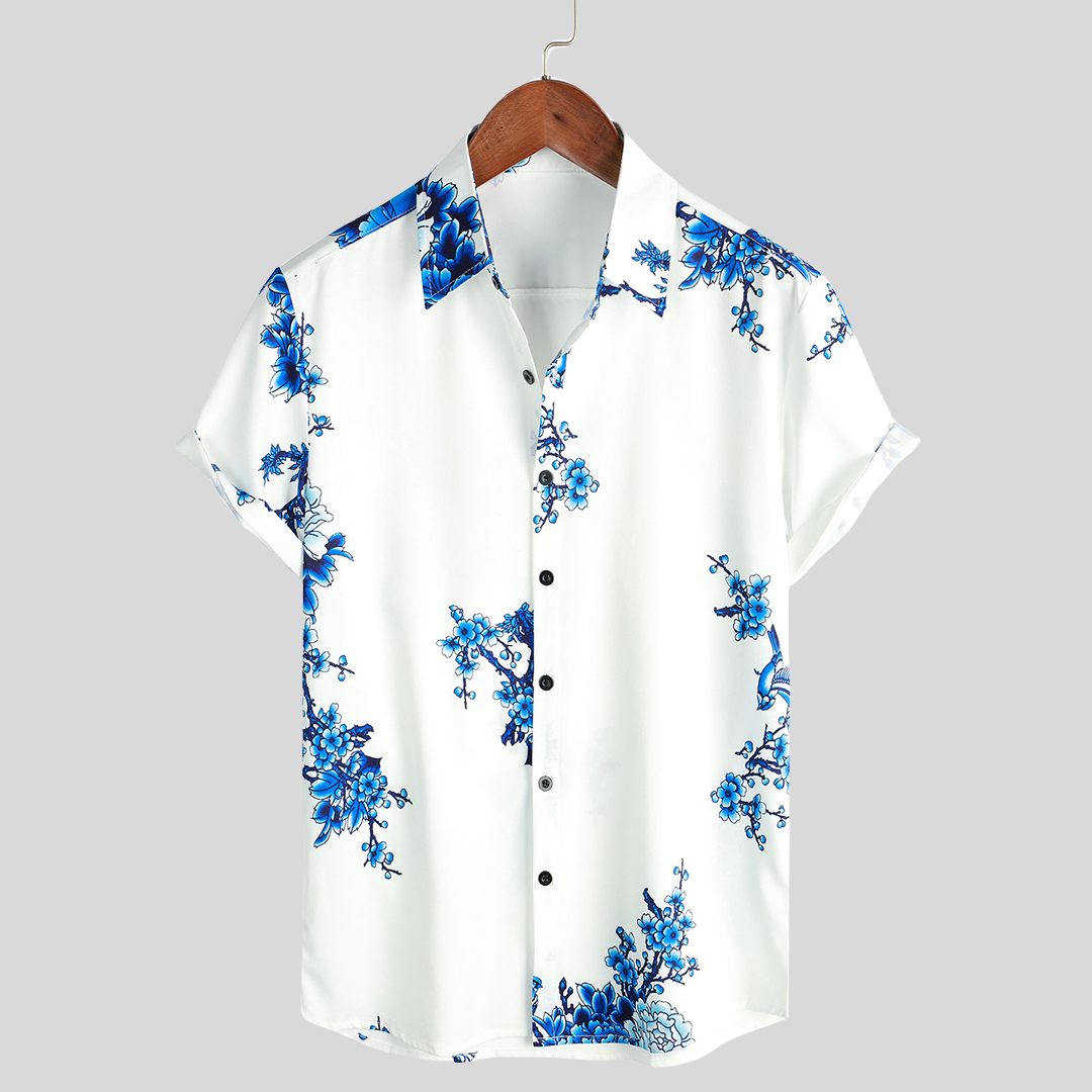 Camicia Estiva da Uomo con Motivi Floreali
