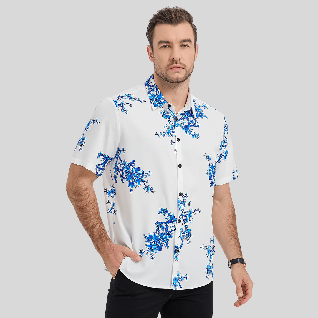 Camicia Estiva da Uomo con Motivi Floreali