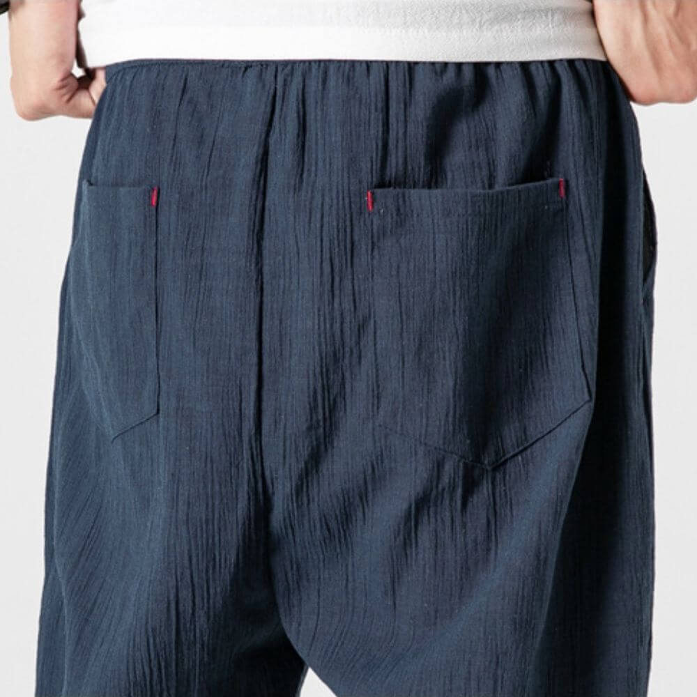 Pantaloni Comodi Beige in Cotone e Lino