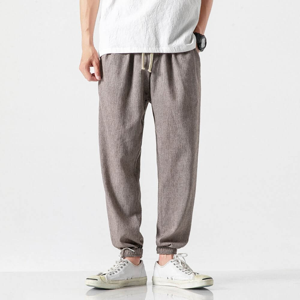 Pantaloni Comodi Blu in Cotone e Lino