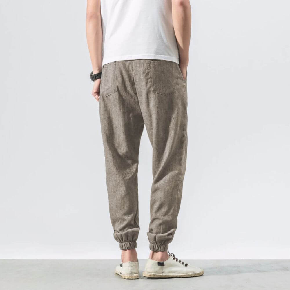 Pantaloni Comodi Blu in Cotone e Lino