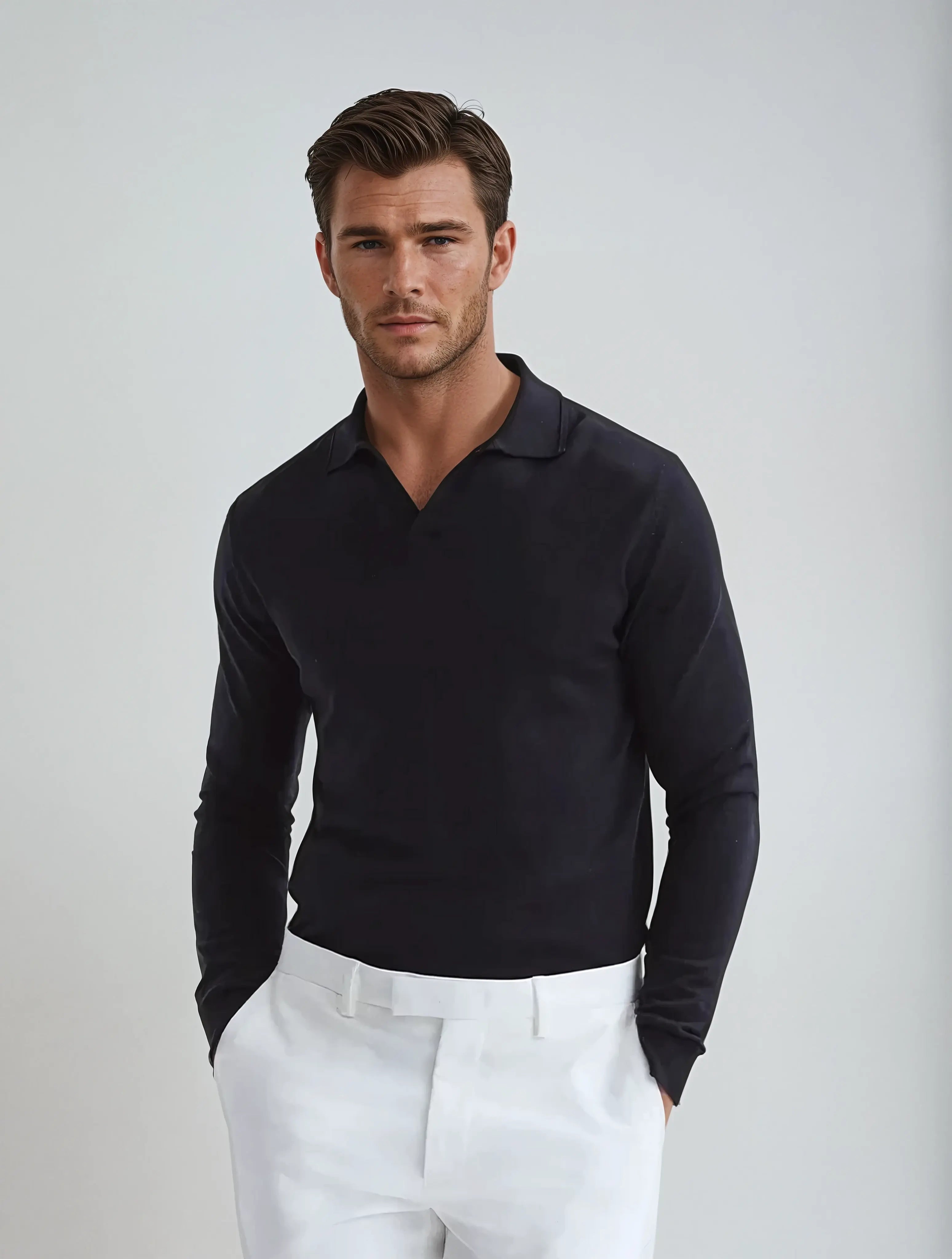 Polo a Maniche Lunghe Elegante Moderno