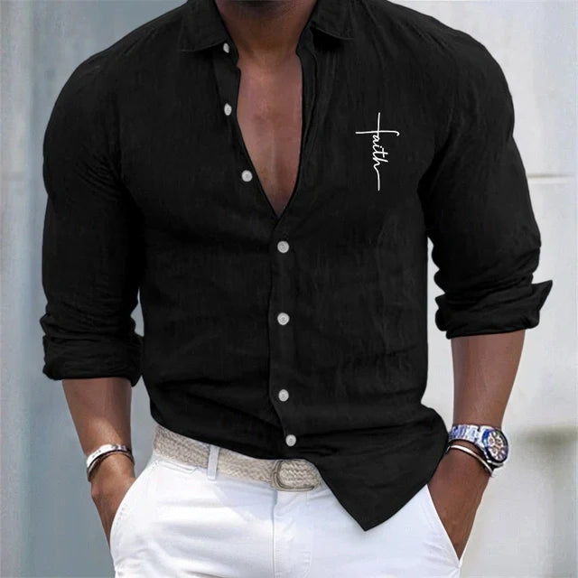 Mattia - Camicia in lino cotone per occasioni casuali