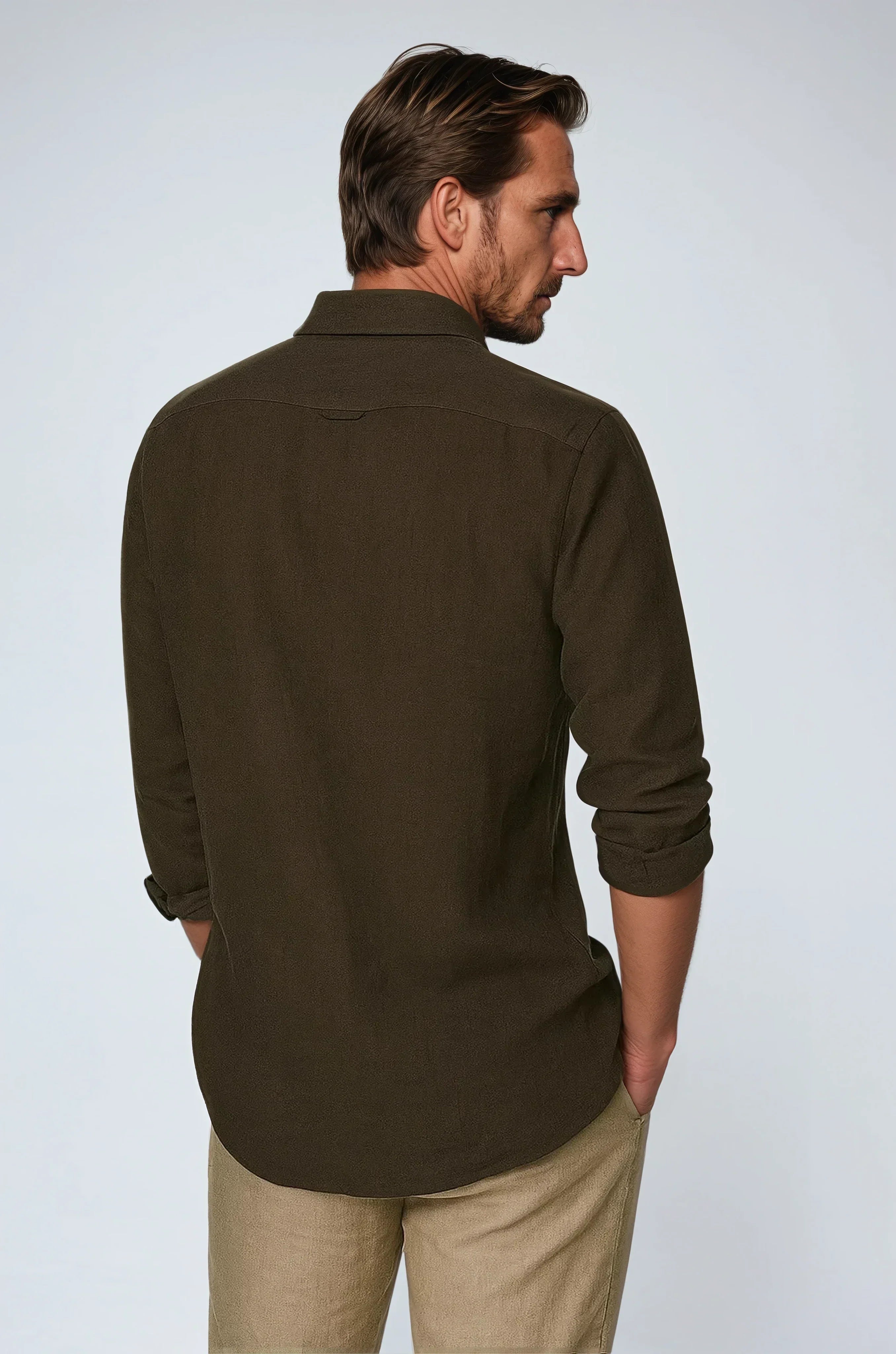 Camicia Lino Bianco Vestibilità Comoda