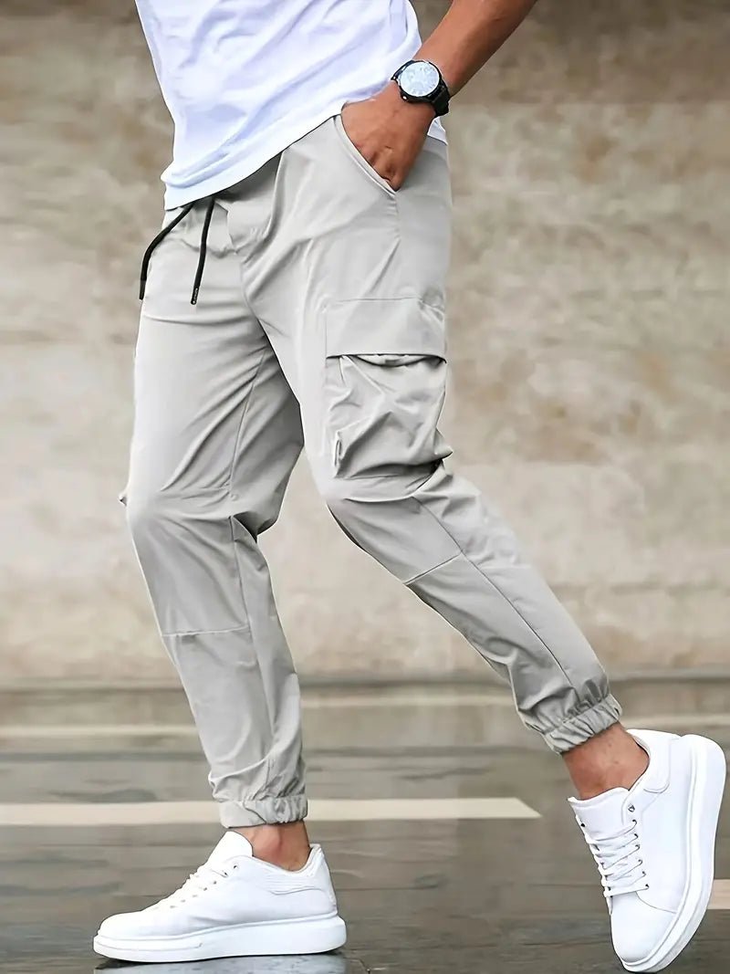 Pantaloni  Trendy a Tinta Unita con Tasche Laterali