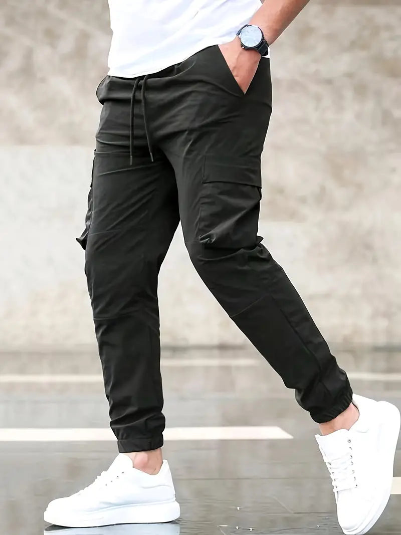 Pantaloni  Trendy a Tinta Unita con Tasche Laterali