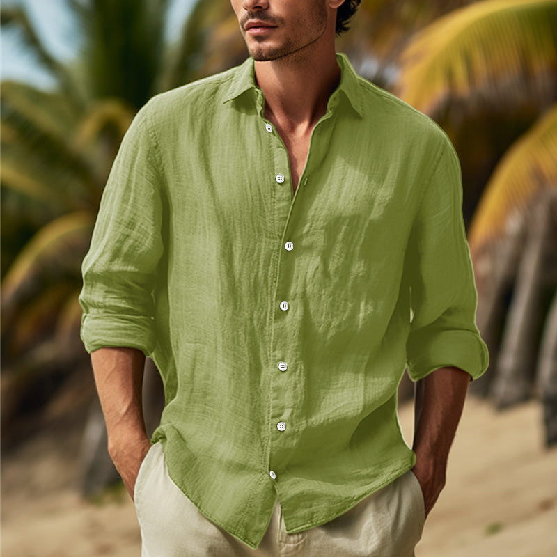Camicia Lino Uomo Manica Lunga Elegante