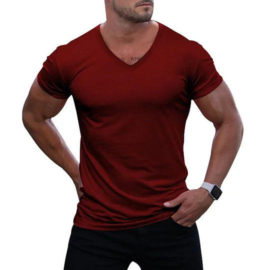 Matteo - T-shirt Slim-Fit con Scollatura a V da Uomo