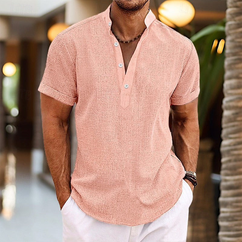 Camicia Uomo in Lino Leggera a Maniche Corte