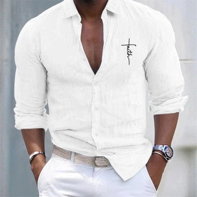 Mattia - Camicia in lino cotone per occasioni casuali