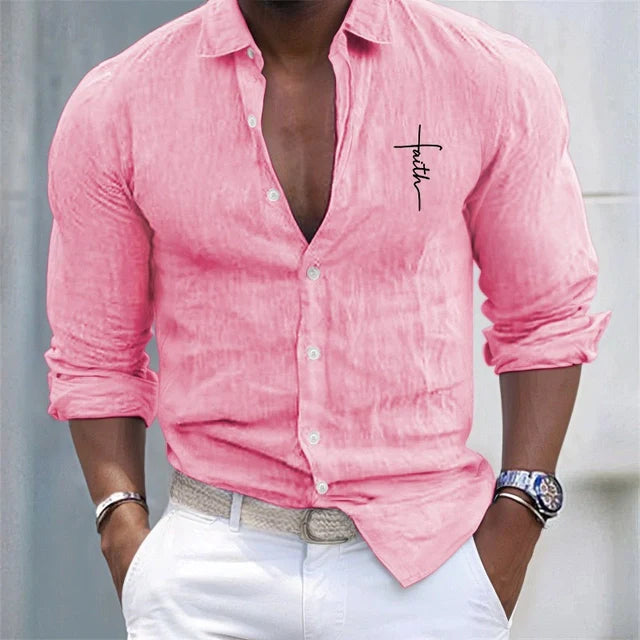 Mattia - Camicia in lino cotone per occasioni casuali