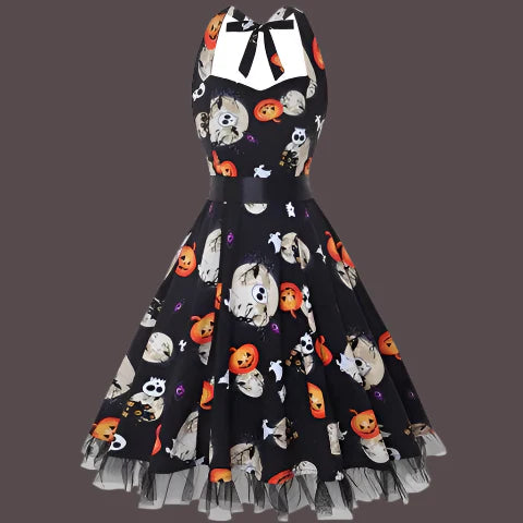 Abito Costume di Halloween con Collo all'Americana | Midi
