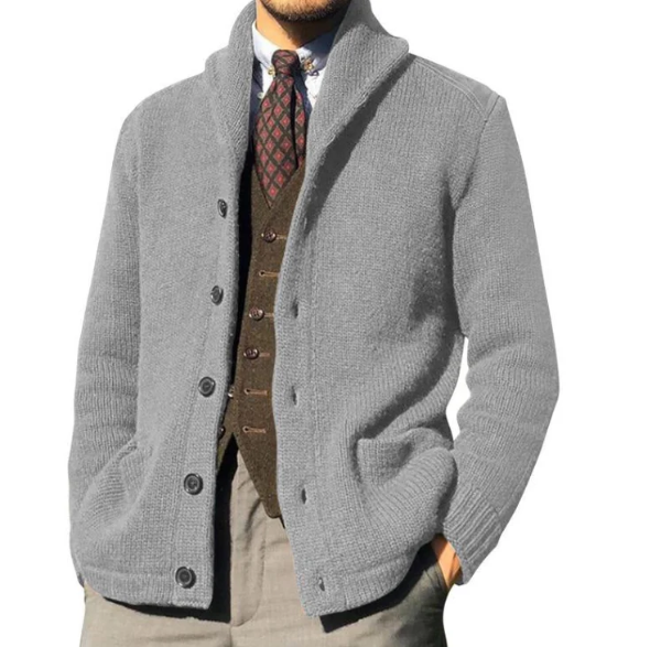 Davide | Cardigan classico con bottoni e collo alto per uomo