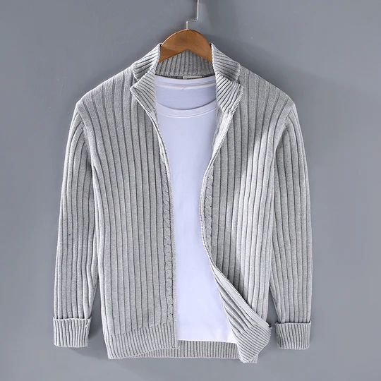 Pietro | Cardigan slim fit a coste con zip per uomo