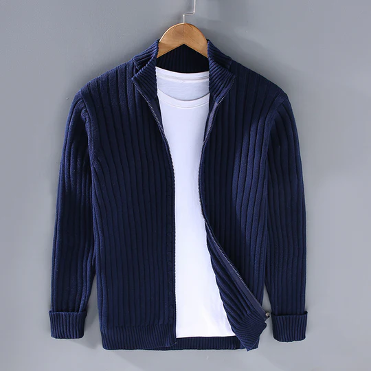 Pietro | Cardigan slim fit a coste con zip per uomo
