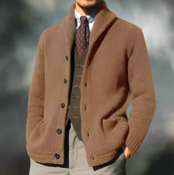 Davide | Cardigan classico con bottoni e collo alto per uomo