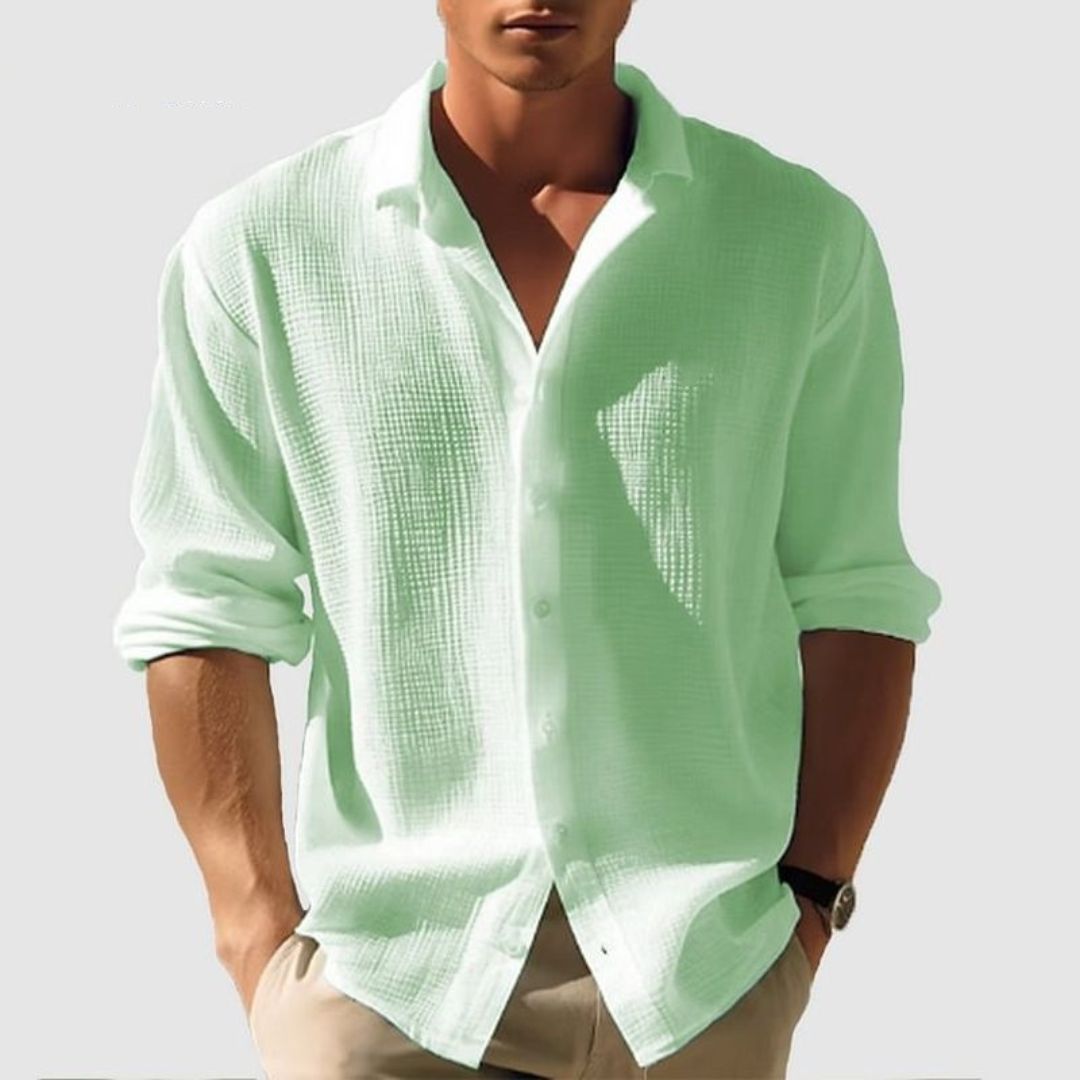 Camicia Uomo Cotone Casual a Maniche Lunghe