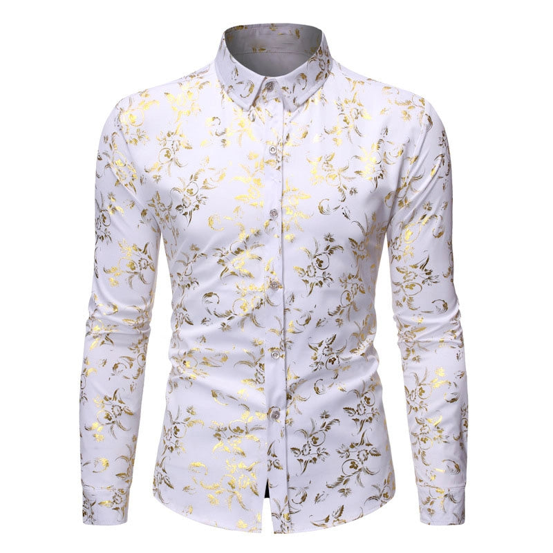 Giovanni | Camicia da festa con stampa dorata
