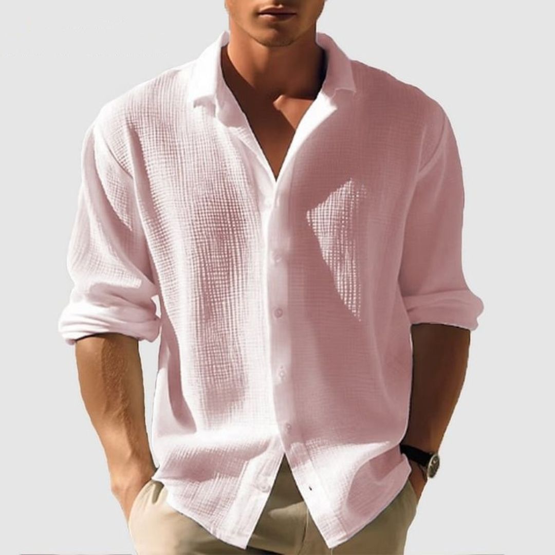 Camicia Uomo Cotone Casual a Maniche Lunghe