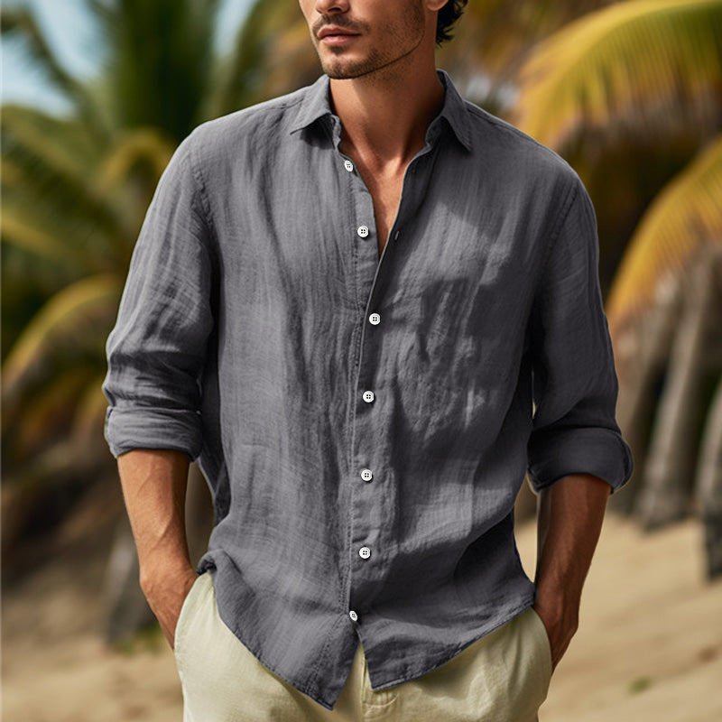Camicia Lino Uomo Manica Lunga Elegante