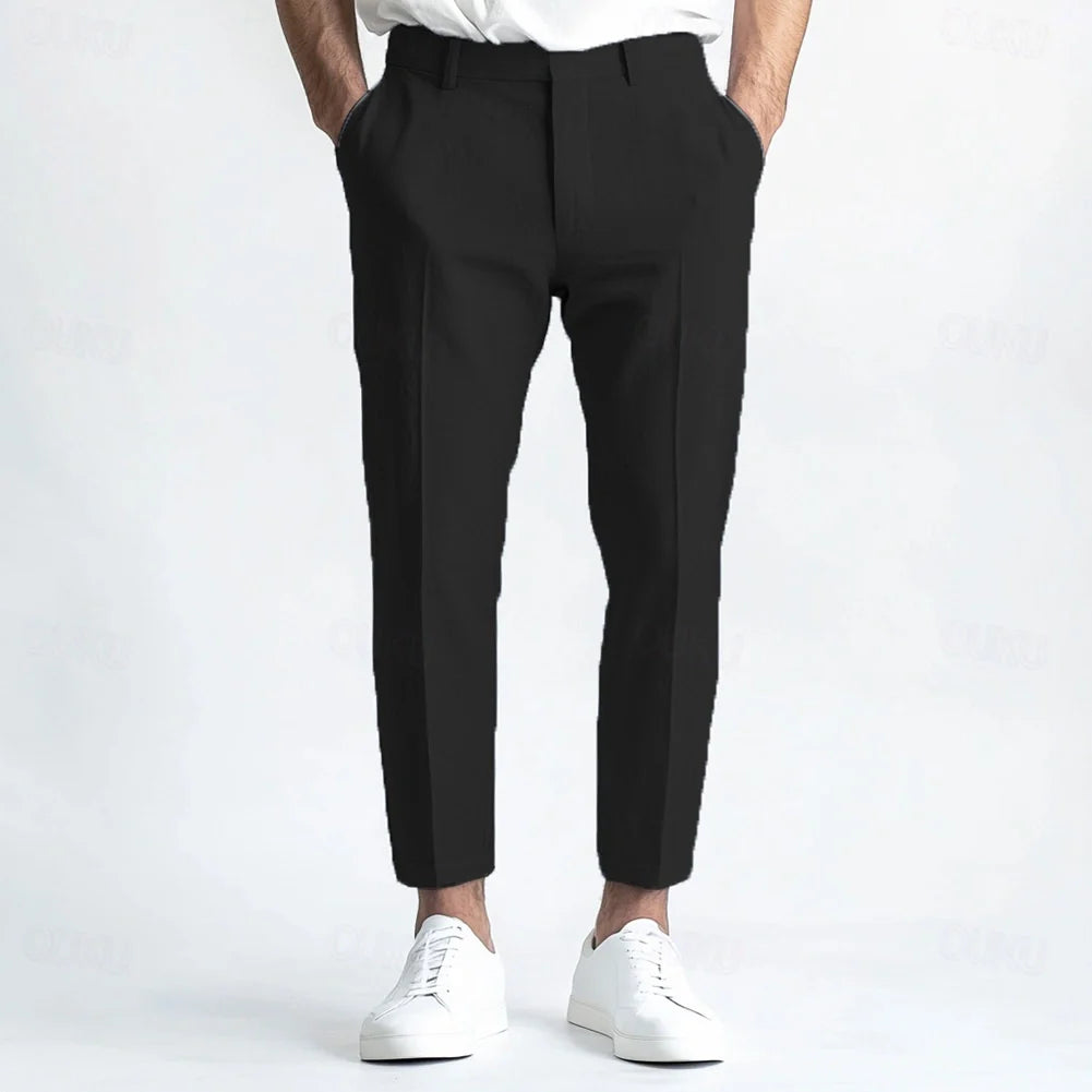 Pantaloni da uomo in lino dritti estivi traspiranti