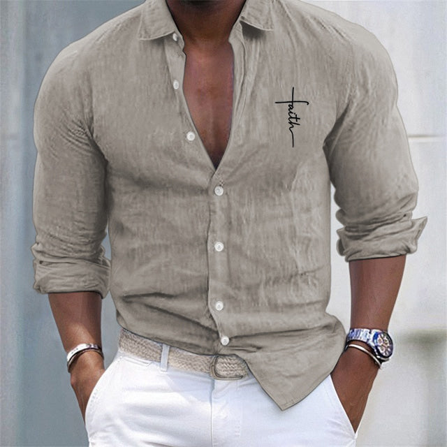 Mattia - Camicia in lino cotone per occasioni casuali