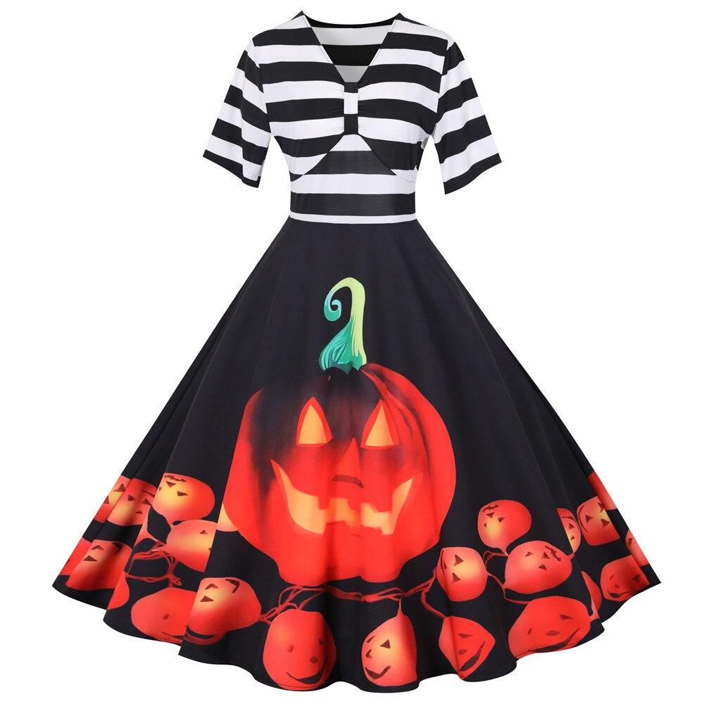 Abito di Halloween con stampa di zucca | Midi