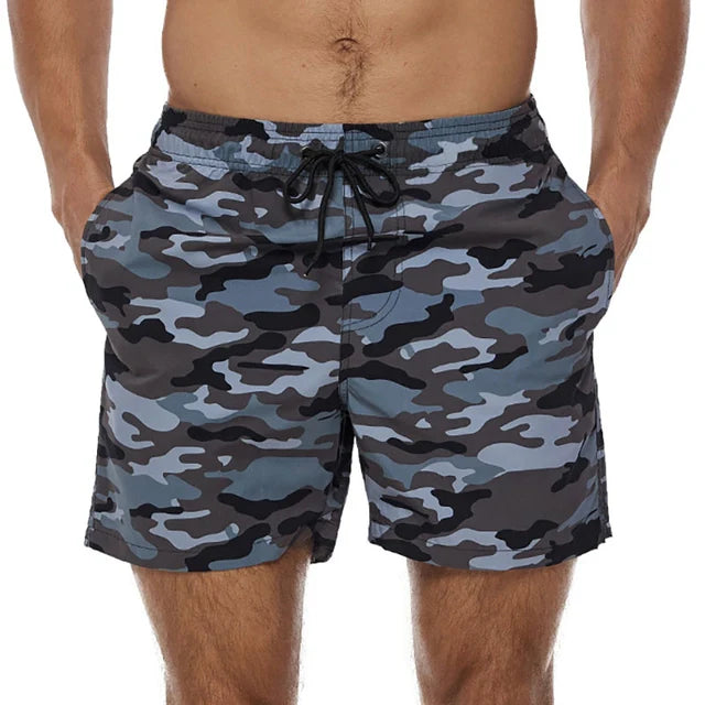 Short da bagno da uomo doppio con fantasia mimetica e asciugatura rapida