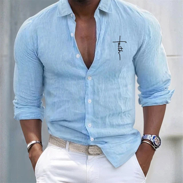 Mattia - Camicia in lino cotone per occasioni casuali