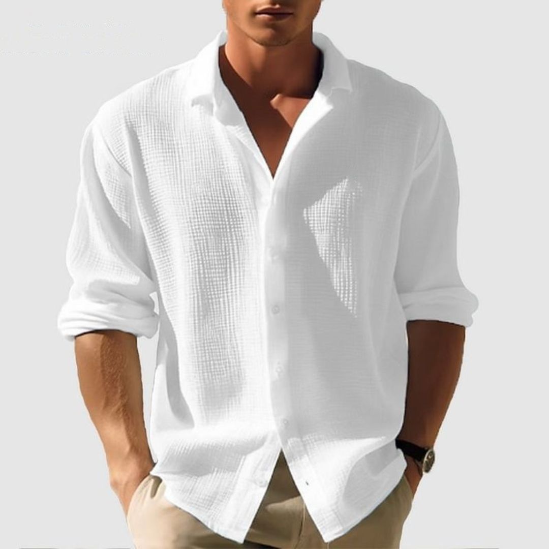 Camicia Uomo Cotone Casual a Maniche Lunghe